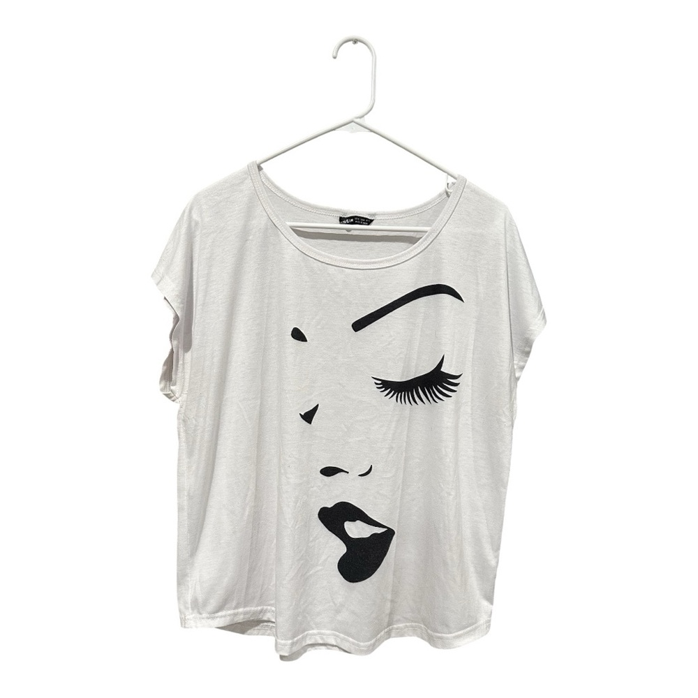 SHEIN White Tee with Black Tag